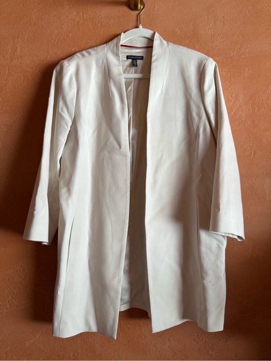 Eileen Fisher Jackets & Blazers - Eileen Fisher Tencel Silk Lined Long Jacket Ivory Medium 3/4 Sleeve